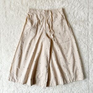 W for Women Beige Cotton Flax Blend Striped Wide Leg Pants MEDIUM Boho Coastal